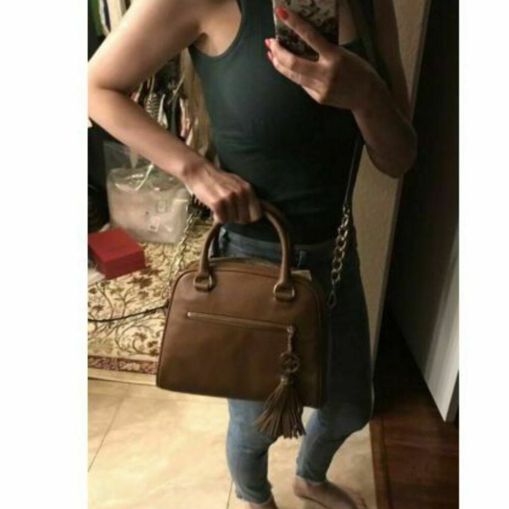 Michael Kors knox tassel Luggage brown Leather Bag